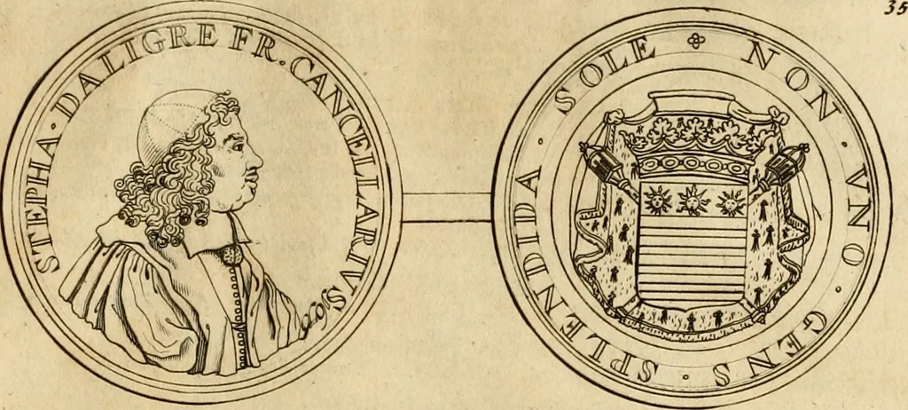 An illustration from Histoire du roy Louis le Grand, par les medailles, emblêmes, deuises, jettons, inscriptions, armoiries, et autres monumens publics, 1691, leaf 74
