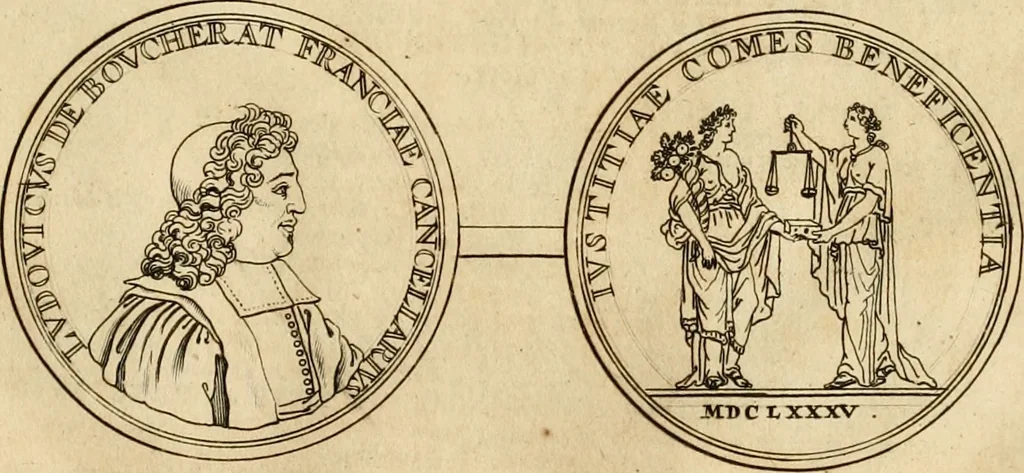 An illustration from Histoire du roy Louis le Grand, par les medailles, emblêmes, deuises, jettons, inscriptions, armoiries, et autres monumens publics, 1691, leaf 74