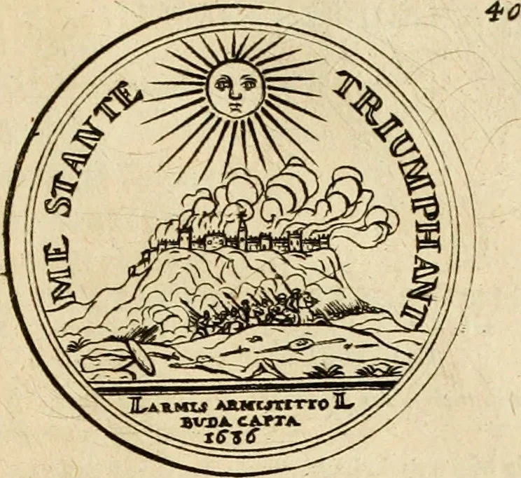 An illustration from Histoire du roy Louis le Grand, par les medailles, emblêmes, deuises, jettons, inscriptions, armoiries, et autres monumens publics, 1691, leaf 84