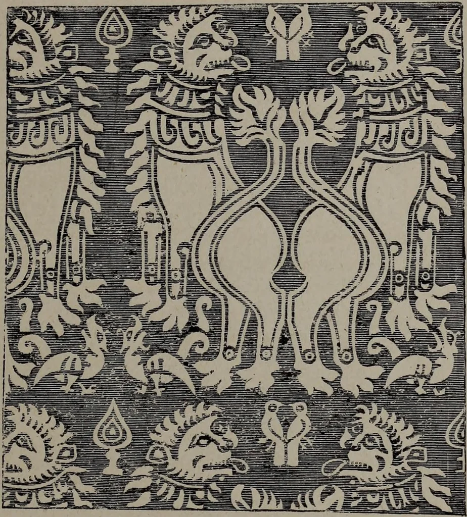 An illustration from Histoire du tissu ancien à l'exposition de l'Union centrale des arts décoratifs, 1883, leaf 13