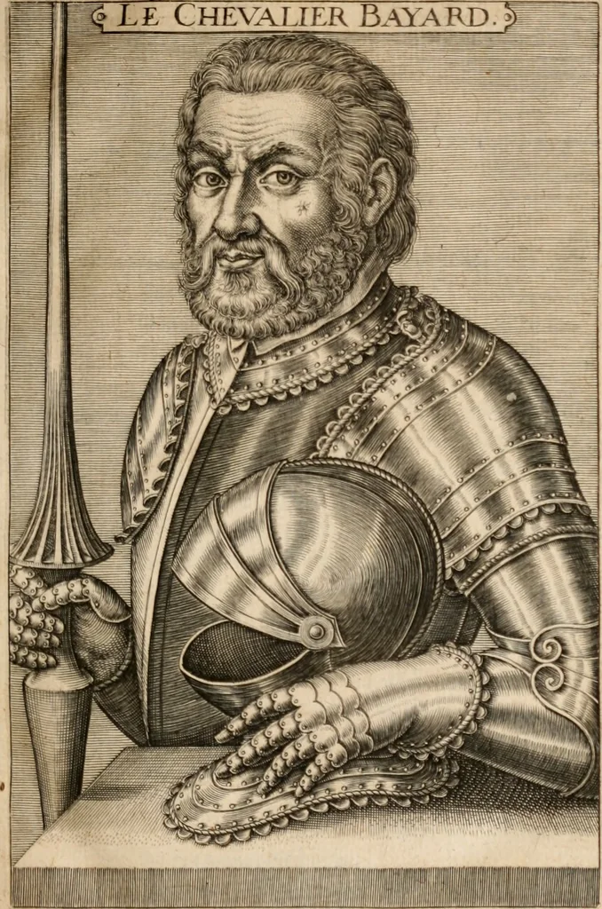 An illustration from Histoire dv Chevalier Bayard, lievtenant general povr le roi av govvernement de Daulphiné : et de plvsieurs choses memorables advenves en France, Italie, Espagne, & és Pays Bas, du regne de roys Charles VIII, Louys XII, & François I, depuis l'an 1489, iusques à 1524, 1619, leaf 16