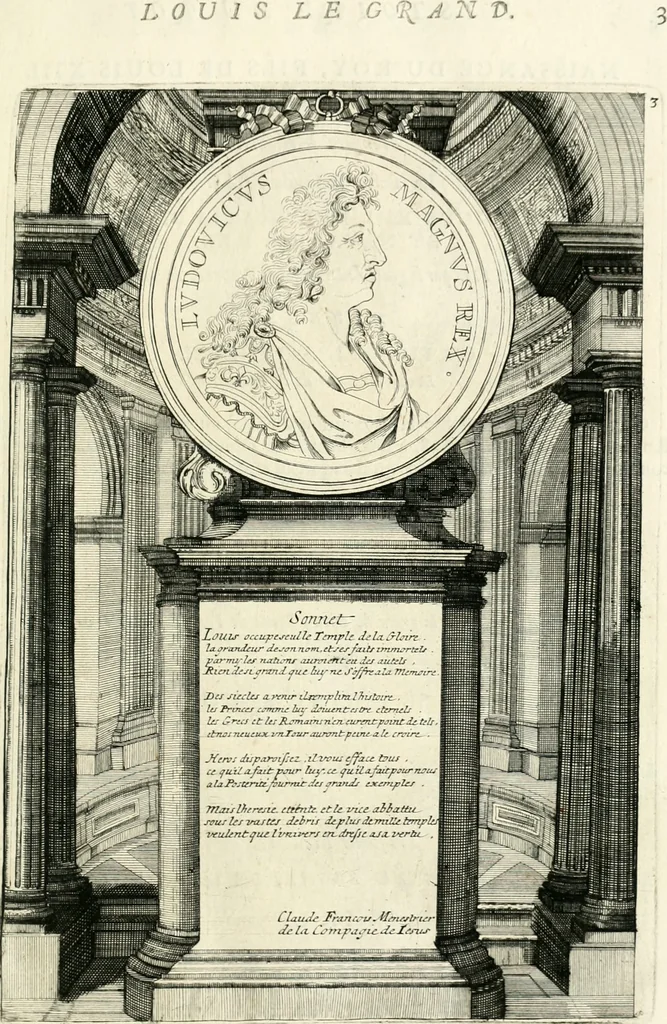 An illustration from Histoire dv roy Lovis le Grand, par les medailles, emblêmes, deuises, jettons, inscriptions, armoiries, et autres monumens publics;, 1691, leaf 10