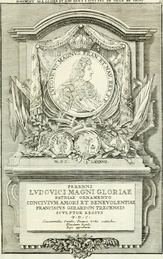 An illustration from Histoire dv roy Lovis le Grand, par les medailles, emblêmes, deuises, jettons, inscriptions, armoiries, et autres monumens publics;, 1691, leaf 108