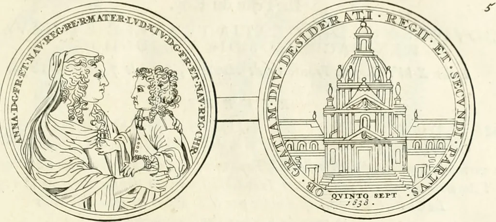 An illustration from Histoire dv roy Lovis le Grand, par les medailles, emblêmes, deuises, jettons, inscriptions, armoiries, et autres monumens publics;, 1691, leaf 14