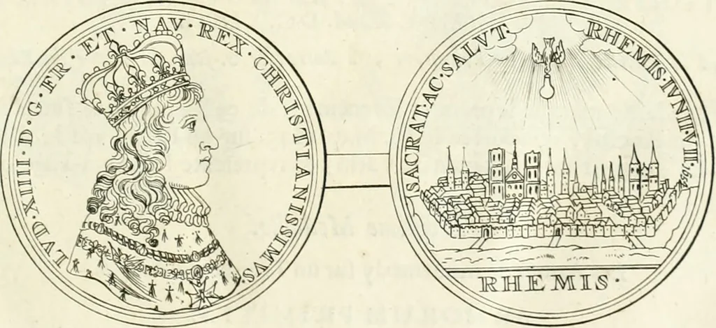 An illustration from Histoire dv roy Lovis le Grand, par les medailles, emblêmes, deuises, jettons, inscriptions, armoiries, et autres monumens publics;, 1691, leaf 14