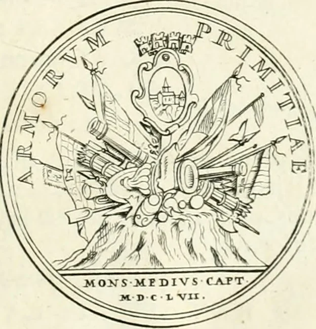 An illustration from Histoire dv roy Lovis le Grand, par les medailles, emblêmes, deuises, jettons, inscriptions, armoiries, et autres monumens publics;, 1691, leaf 16