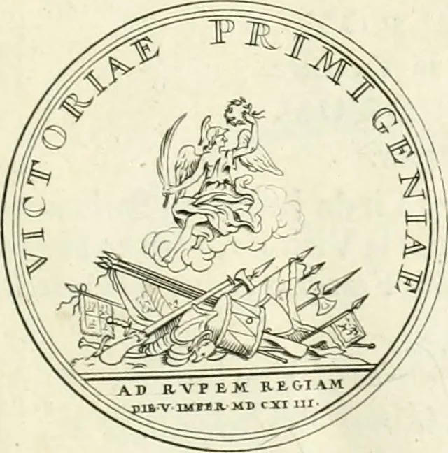 An illustration from Histoire dv roy Lovis le Grand, par les medailles, emblêmes, deuises, jettons, inscriptions, armoiries, et autres monumens publics;, 1691, leaf 16