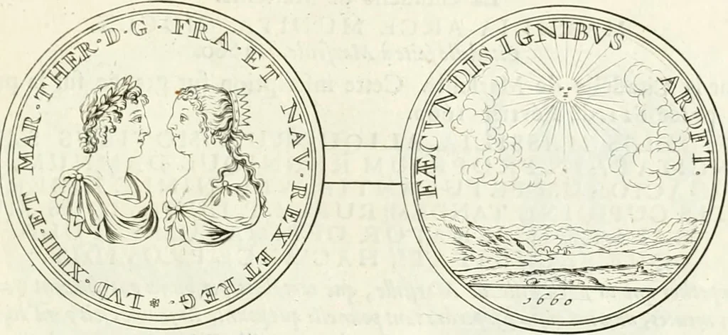 An illustration from Histoire dv roy Lovis le Grand, par les medailles, emblêmes, deuises, jettons, inscriptions, armoiries, et autres monumens publics;, 1691, leaf 20