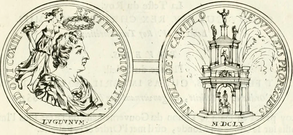 An illustration from Histoire dv roy Lovis le Grand, par les medailles, emblêmes, deuises, jettons, inscriptions, armoiries, et autres monumens publics;, 1691, leaf 22