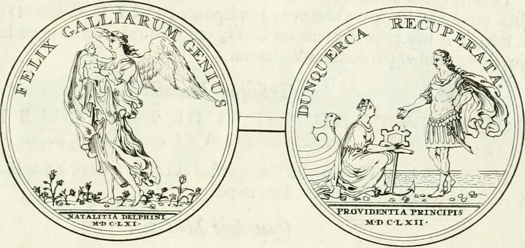 An illustration from Histoire dv roy Lovis le Grand, par les medailles, emblêmes, deuises, jettons, inscriptions, armoiries, et autres monumens publics;, 1691, leaf 24
