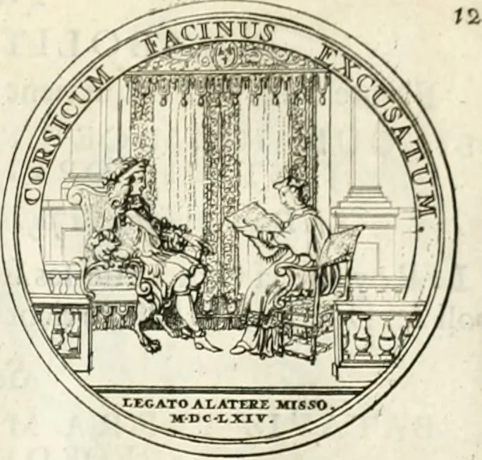 An illustration from Histoire dv roy Lovis le Grand, par les medailles, emblêmes, deuises, jettons, inscriptions, armoiries, et autres monumens publics;, 1691, leaf 28