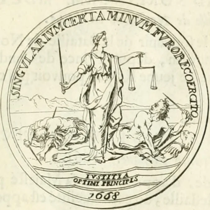 An illustration from Histoire dv roy Lovis le Grand, par les medailles, emblêmes, deuises, jettons, inscriptions, armoiries, et autres monumens publics;, 1691, leaf 30