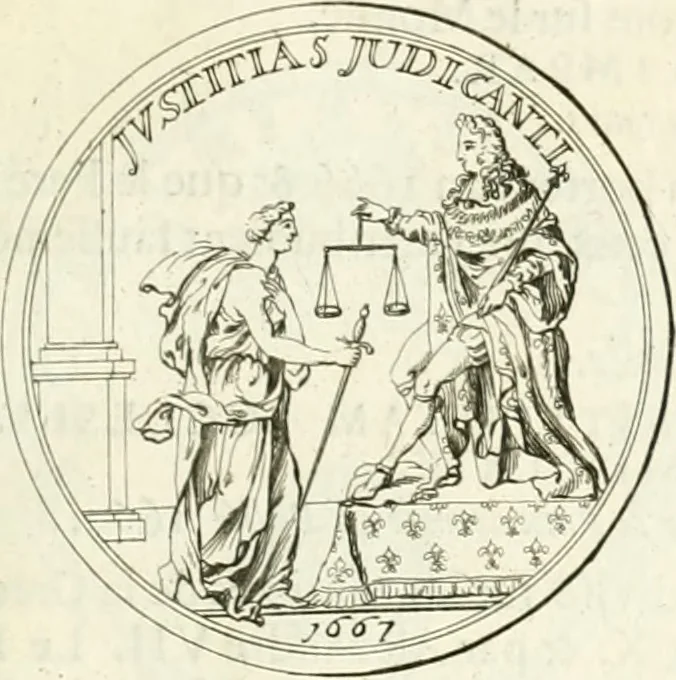 An illustration from Histoire dv roy Lovis le Grand, par les medailles, emblêmes, deuises, jettons, inscriptions, armoiries, et autres monumens publics;, 1691, leaf 30