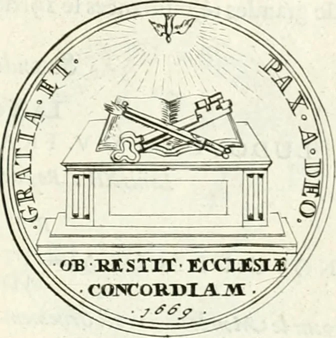 An illustration from Histoire dv roy Lovis le Grand, par les medailles, emblêmes, deuises, jettons, inscriptions, armoiries, et autres monumens publics;, 1691, leaf 32