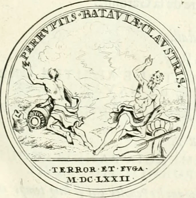An illustration from Histoire dv roy Lovis le Grand, par les medailles, emblêmes, deuises, jettons, inscriptions, armoiries, et autres monumens publics;, 1691, leaf 32