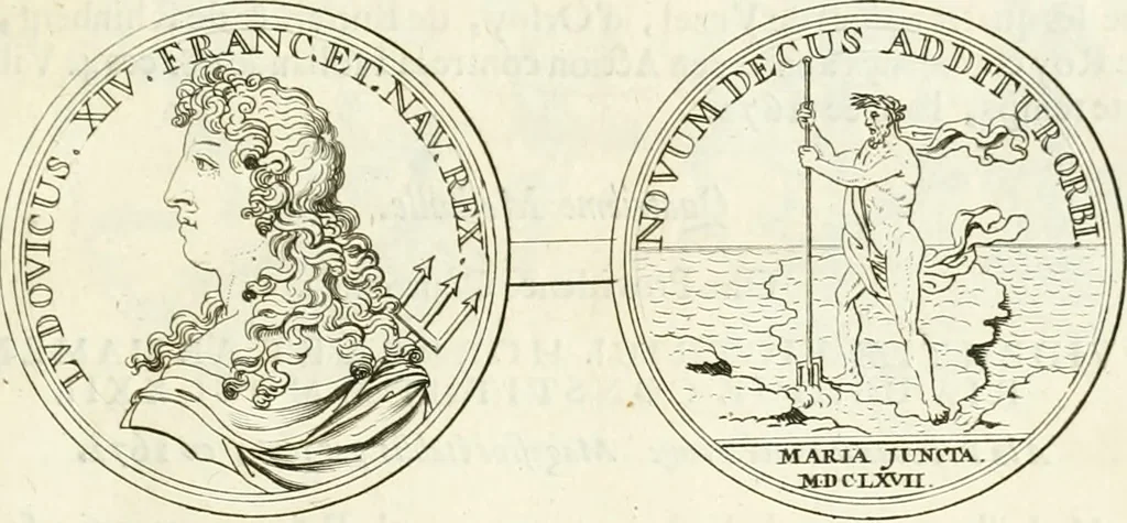 An illustration from Histoire dv roy Lovis le Grand, par les medailles, emblêmes, deuises, jettons, inscriptions, armoiries, et autres monumens publics;, 1691, leaf 34