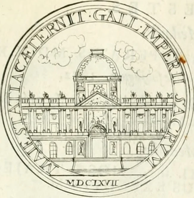 An illustration from Histoire dv roy Lovis le Grand, par les medailles, emblêmes, deuises, jettons, inscriptions, armoiries, et autres monumens publics;, 1691, leaf 36