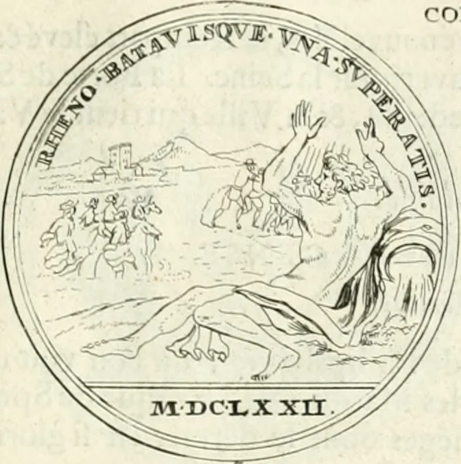 An illustration from Histoire dv roy Lovis le Grand, par les medailles, emblêmes, deuises, jettons, inscriptions, armoiries, et autres monumens publics;, 1691, leaf 38
