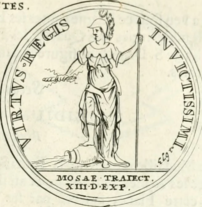 An illustration from Histoire dv roy Lovis le Grand, par les medailles, emblêmes, deuises, jettons, inscriptions, armoiries, et autres monumens publics;, 1691, leaf 38