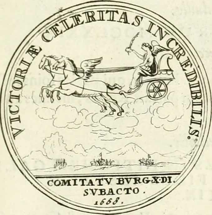 An illustration from Histoire dv roy Lovis le Grand, par les medailles, emblêmes, deuises, jettons, inscriptions, armoiries, et autres monumens publics;, 1691, leaf 40