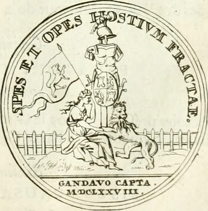 An illustration from Histoire dv roy Lovis le Grand, par les medailles, emblêmes, deuises, jettons, inscriptions, armoiries, et autres monumens publics;, 1691, leaf 40