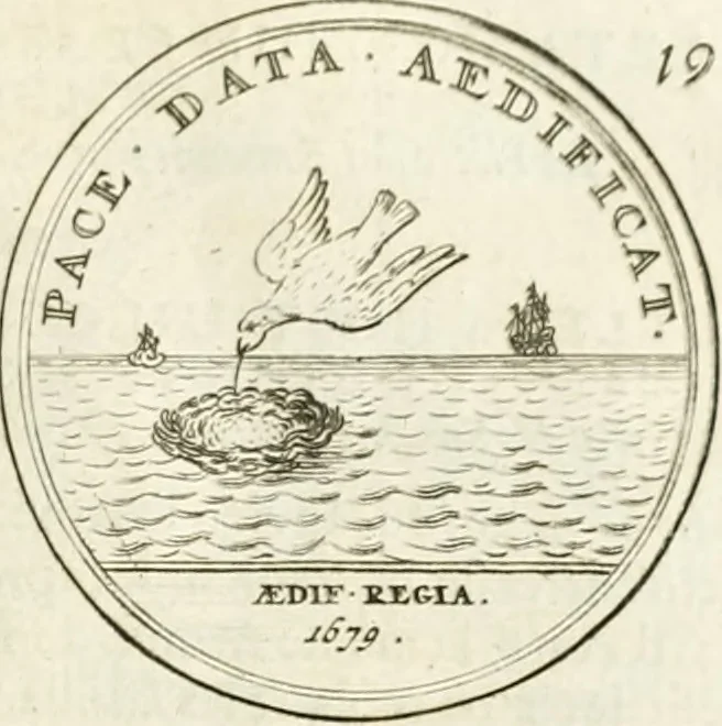 An illustration from Histoire dv roy Lovis le Grand, par les medailles, emblêmes, deuises, jettons, inscriptions, armoiries, et autres monumens publics;, 1691, leaf 42
