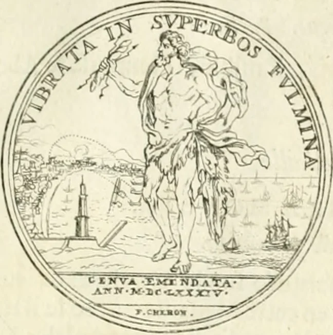 An illustration from Histoire dv roy Lovis le Grand, par les medailles, emblêmes, deuises, jettons, inscriptions, armoiries, et autres monumens publics;, 1691, leaf 50