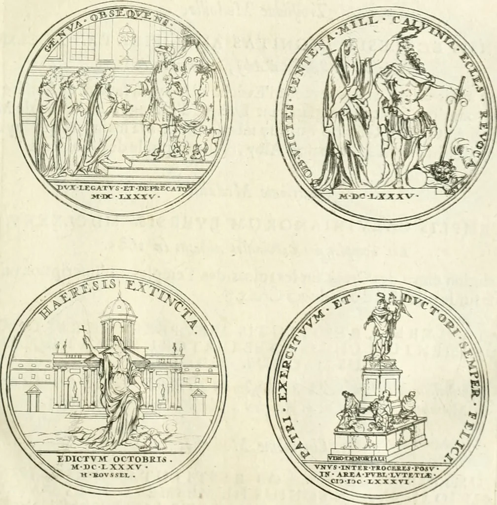 An illustration from Histoire dv roy Lovis le Grand, par les medailles, emblêmes, deuises, jettons, inscriptions, armoiries, et autres monumens publics;, 1691, leaf 50