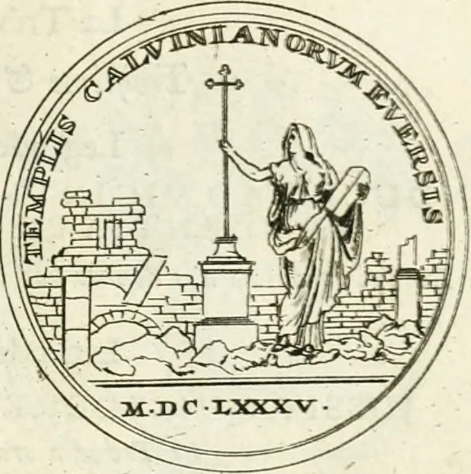 An illustration from Histoire dv roy Lovis le Grand, par les medailles, emblêmes, deuises, jettons, inscriptions, armoiries, et autres monumens publics;, 1691, leaf 52