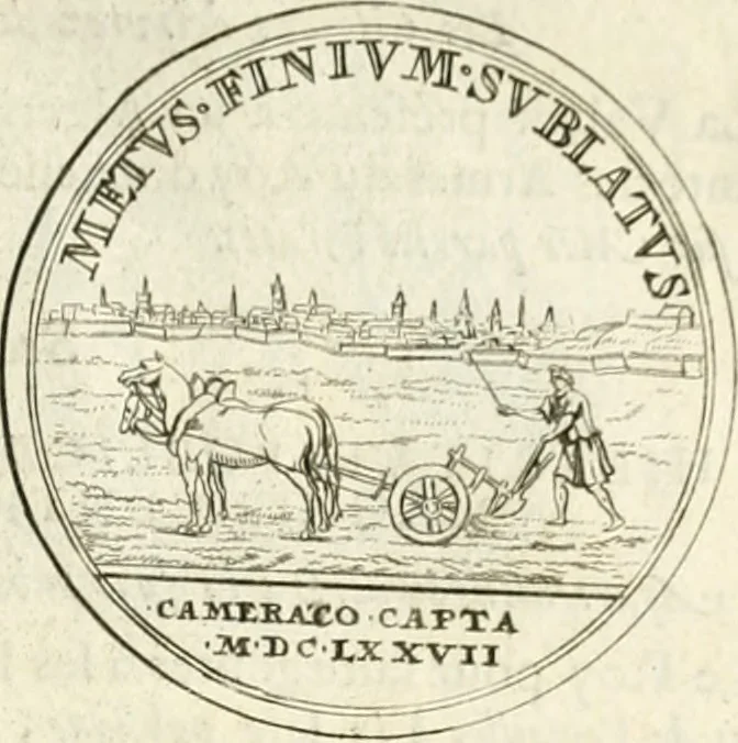 An illustration from Histoire dv roy Lovis le Grand, par les medailles, emblêmes, deuises, jettons, inscriptions, armoiries, et autres monumens publics;, 1691, leaf 56