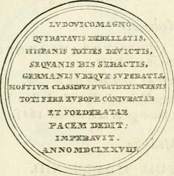 An illustration from Histoire dv roy Lovis le Grand, par les medailles, emblêmes, deuises, jettons, inscriptions, armoiries, et autres monumens publics;, 1691, leaf 56