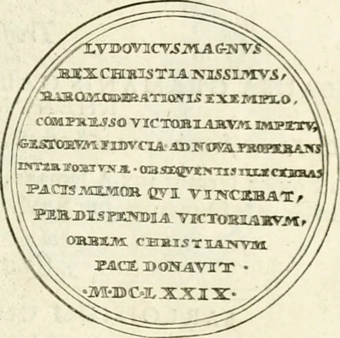 An illustration from Histoire dv roy Lovis le Grand, par les medailles, emblêmes, deuises, jettons, inscriptions, armoiries, et autres monumens publics;, 1691, leaf 56