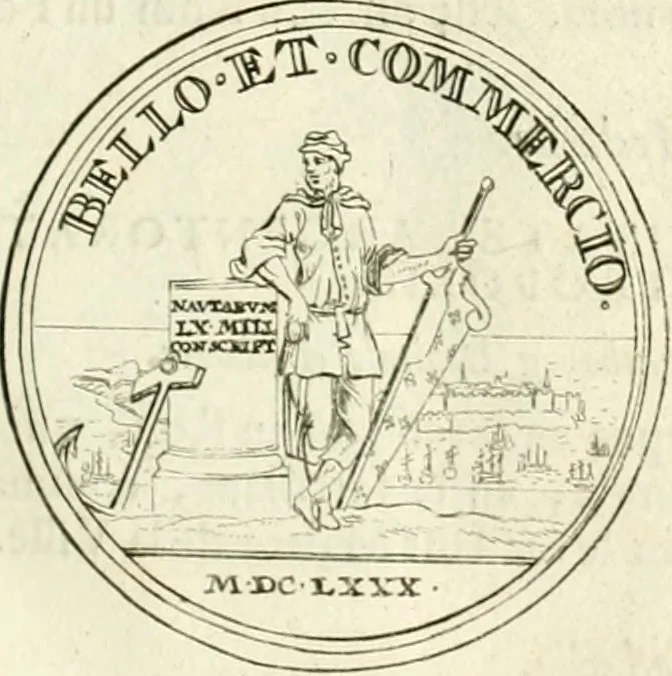An illustration from Histoire dv roy Lovis le Grand, par les medailles, emblêmes, deuises, jettons, inscriptions, armoiries, et autres monumens publics;, 1691, leaf 56