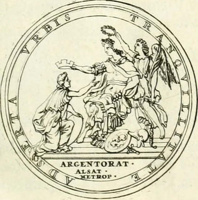 An illustration from Histoire dv roy Lovis le Grand, par les medailles, emblêmes, deuises, jettons, inscriptions, armoiries, et autres monumens publics;, 1691, leaf 58
