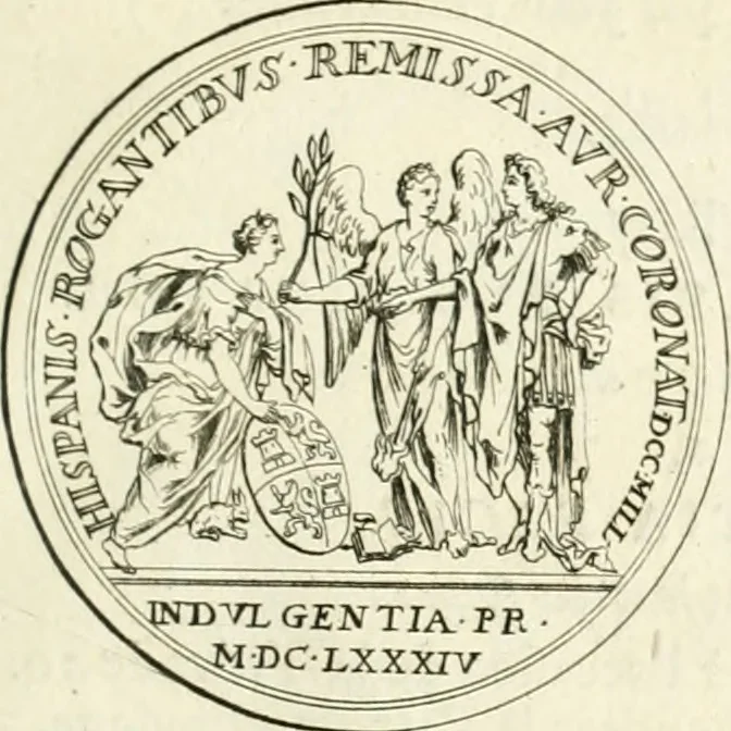 An illustration from Histoire dv roy Lovis le Grand, par les medailles, emblêmes, deuises, jettons, inscriptions, armoiries, et autres monumens publics;, 1691, leaf 60