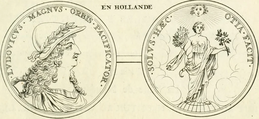 An illustration from Histoire dv roy Lovis le Grand, par les medailles, emblêmes, deuises, jettons, inscriptions, armoiries, et autres monumens publics;, 1691, leaf 62