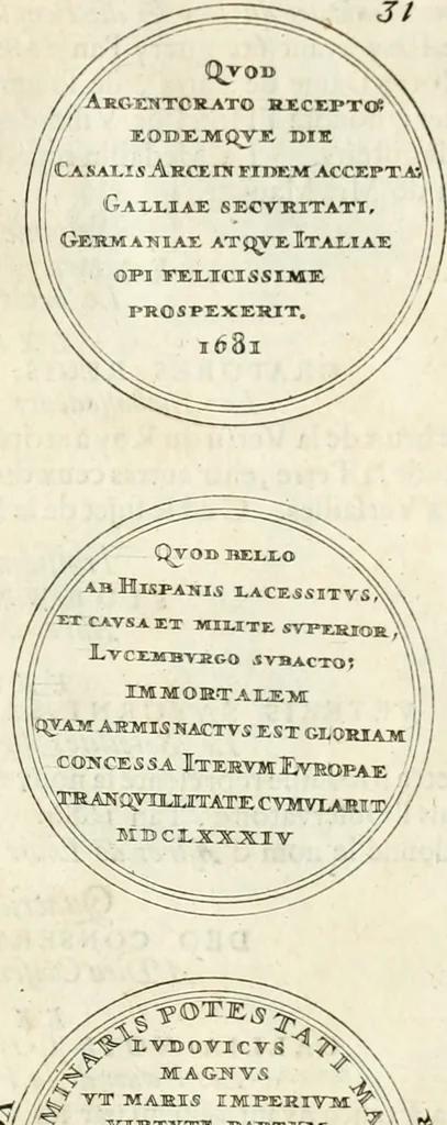 An illustration from Histoire dv roy Lovis le Grand, par les medailles, emblêmes, deuises, jettons, inscriptions, armoiries, et autres monumens publics;, 1691, leaf 66