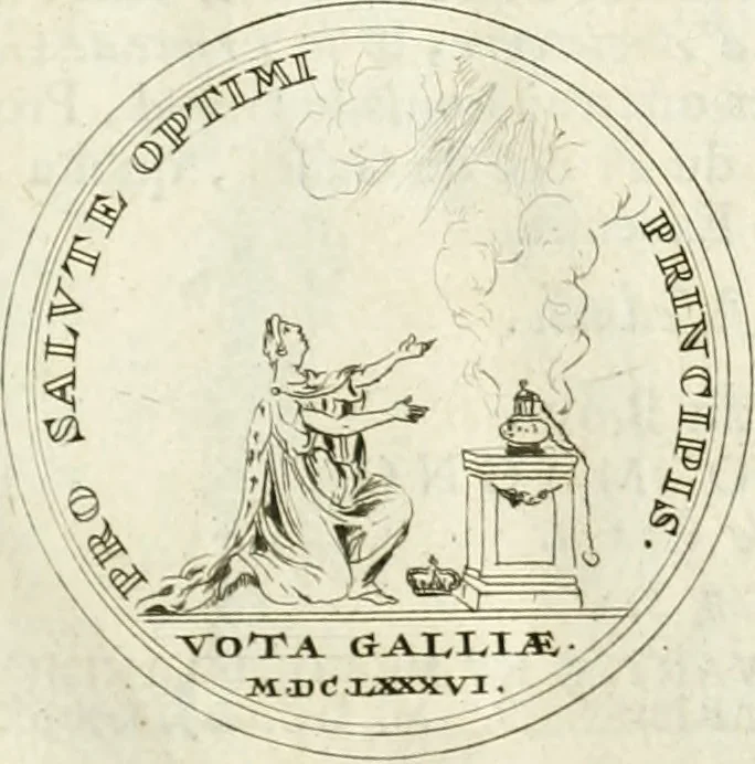 An illustration from Histoire dv roy Lovis le Grand, par les medailles, emblêmes, deuises, jettons, inscriptions, armoiries, et autres monumens publics;, 1691, leaf 68
