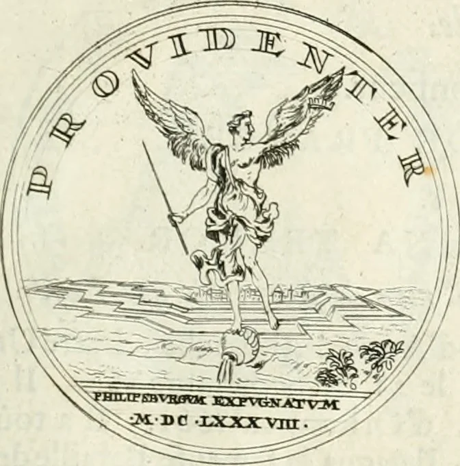 An illustration from Histoire dv roy Lovis le Grand, par les medailles, emblêmes, deuises, jettons, inscriptions, armoiries, et autres monumens publics;, 1691, leaf 70