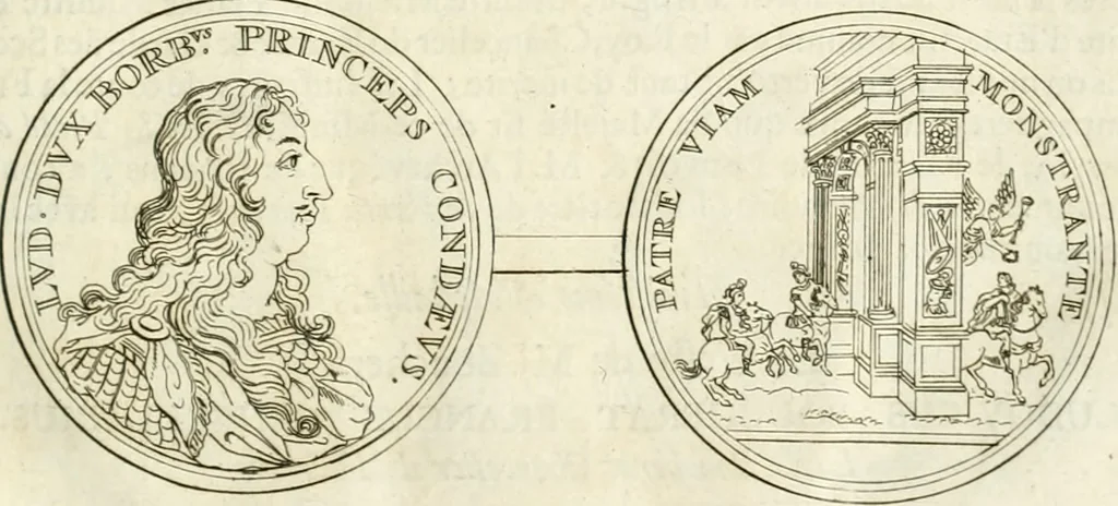 An illustration from Histoire dv roy Lovis le Grand, par les medailles, emblêmes, deuises, jettons, inscriptions, armoiries, et autres monumens publics;, 1691, leaf 72