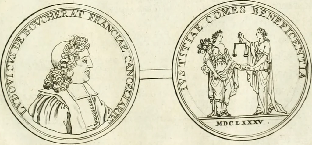 An illustration from Histoire dv roy Lovis le Grand, par les medailles, emblêmes, deuises, jettons, inscriptions, armoiries, et autres monumens publics;, 1691, leaf 74