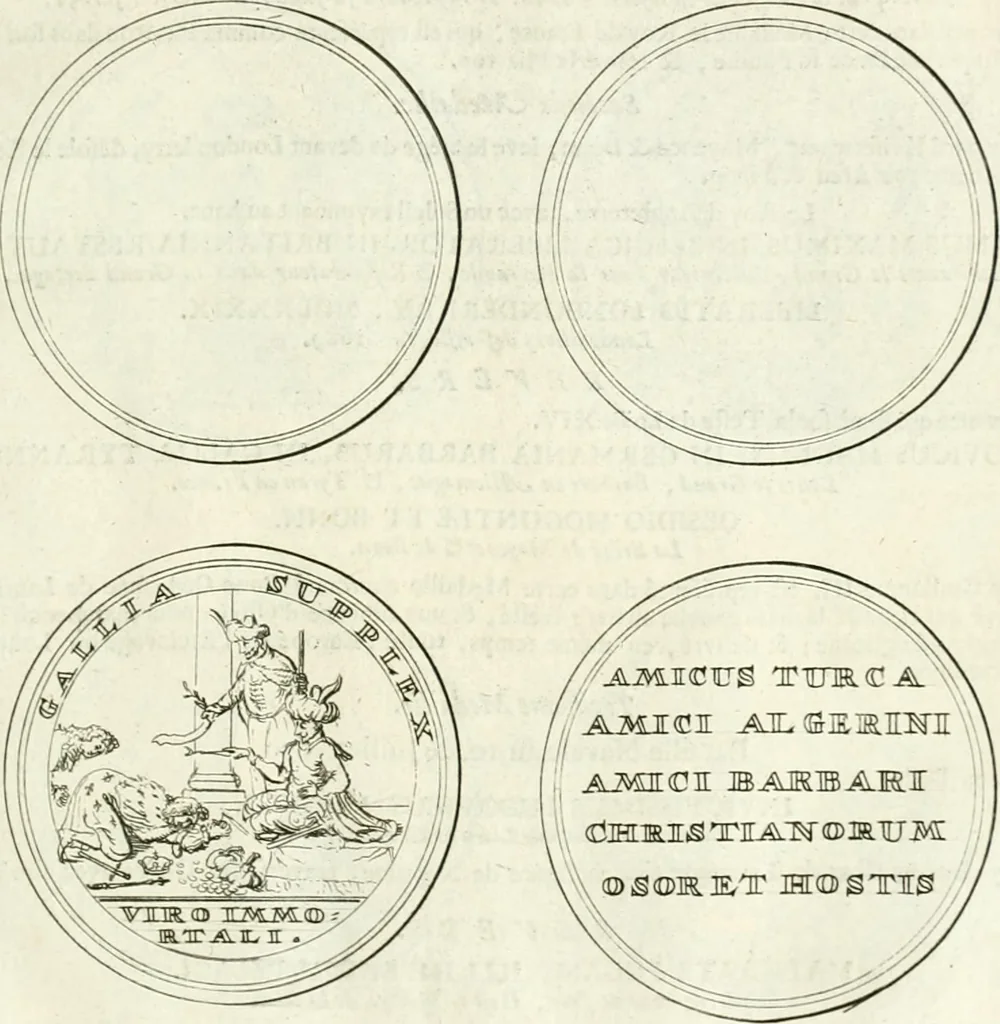 An illustration from Histoire dv roy Lovis le Grand, par les medailles, emblêmes, deuises, jettons, inscriptions, armoiries, et autres monumens publics;, 1691, leaf 88