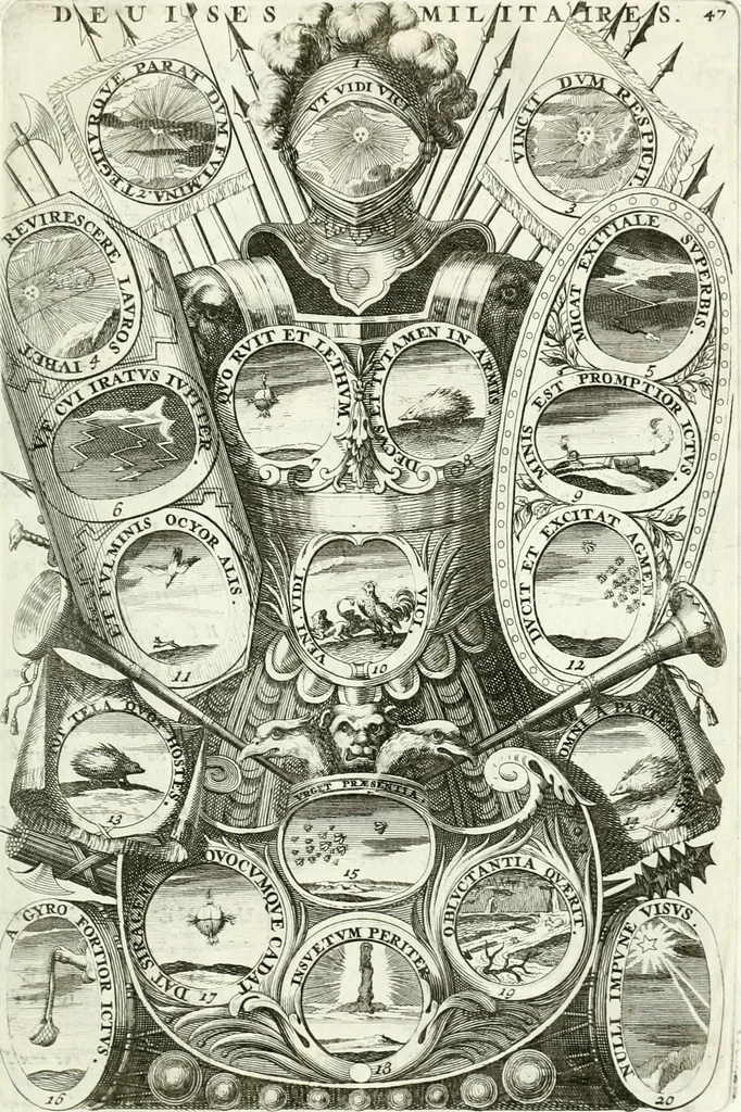 An illustration from Histoire dv roy Lovis le Grand, par les medailles, emblêmes, deuises, jettons, inscriptions, armoiries, et autres monumens publics;, 1691, leaf 98