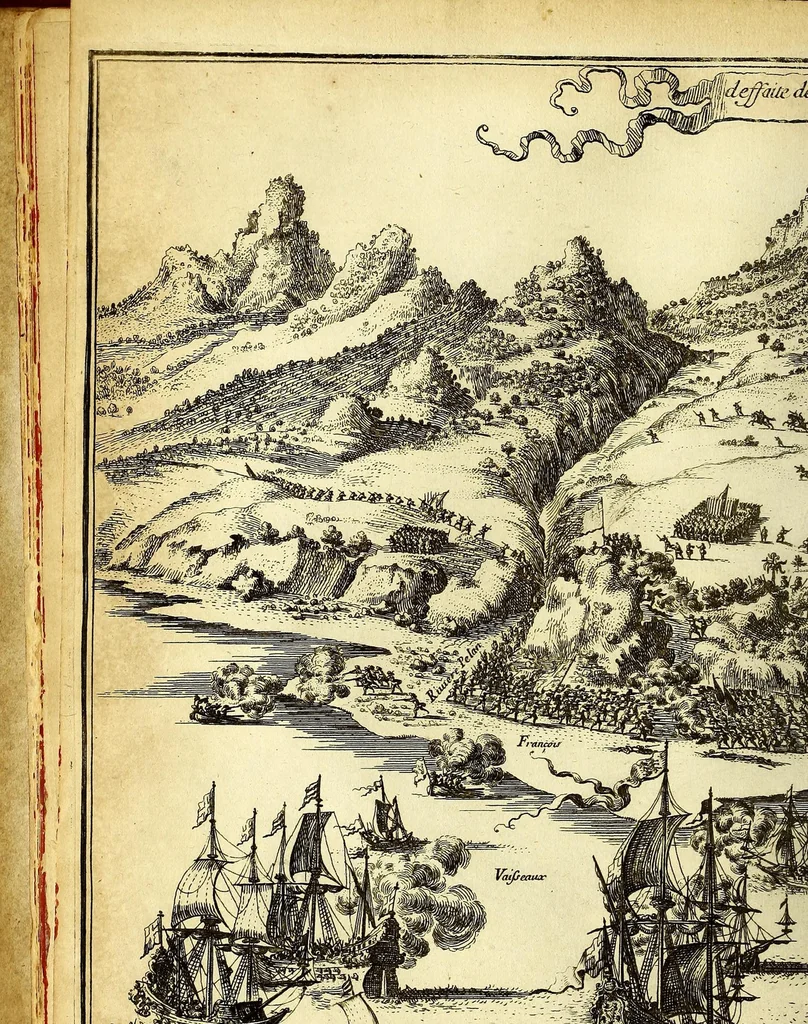 An illustration from Histoire generale des Antilles habitées par les François. : Divisée en deux tomes, et enrichie de cartes & de figures. Tome I [-IV]. ..., 1667, leaf 22