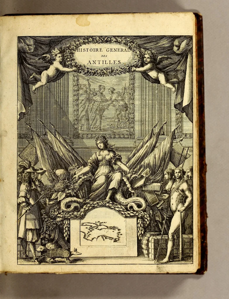 An illustration from Histoire generale des Antilles habitées par les François. : Divisée en deux tomes, et enrichie de cartes & de figures. Tome I [-IV]. ..., 1667, leaf 5