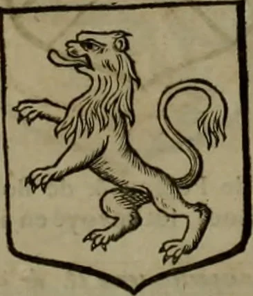 An illustration from Histoire généalogique et chronologique de la maison royale de France, des pairs, grands officiers de la couronne & de la maison du roy & des anciens barons du royaume : avec les qualitez, l'origine, le progrés & les armes de leurs familles; ensemble les statuts & le catalogue des chevaliers, commandeurs, & officiers de l'ordre du S. Esprit : le tovt dressé svr titres originaux, svr les registres des chartes du roy, du parlement, de la chambre des comptes, & du châtelet de Paris, cartulaires, manuscrits de la bibliotheque du roy, & d'autres cabinets curieux, 1726, leaf 103