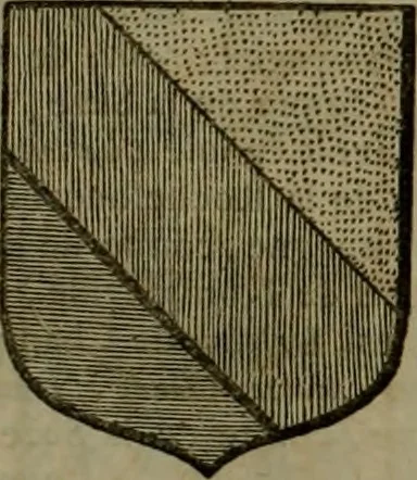 An illustration from Histoire généalogique et chronologique de la maison royale de France, des pairs, grands officiers de la couronne & de la maison du roy & des anciens barons du royaume : avec les qualitez, l'origine, le progrés & les armes de leurs familles; ensemble les statuts & le catalogue des chevaliers, commandeurs, & officiers de l'ordre du S. Esprit : le tovt dressé svr titres originaux, svr les registres des chartes du roy, du parlement, de la chambre des comptes, & du châtelet de Paris, cartulaires, manuscrits de la bibliotheque du roy, & d'autres cabinets curieux, 1726, leaf 104