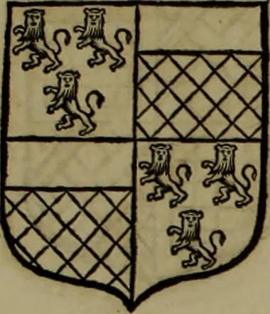 An illustration from Histoire généalogique et chronologique de la maison royale de France, des pairs, grands officiers de la couronne & de la maison du roy & des anciens barons du royaume : avec les qualitez, l'origine, le progrés & les armes de leurs familles; ensemble les statuts & le catalogue des chevaliers, commandeurs, & officiers de l'ordre du S. Esprit : le tovt dressé svr titres originaux, svr les registres des chartes du roy, du parlement, de la chambre des comptes, & du châtelet de Paris, cartulaires, manuscrits de la bibliotheque du roy, & d'autres cabinets curieux, 1726, leaf 110