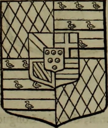 An illustration from Histoire généalogique et chronologique de la maison royale de France, des pairs, grands officiers de la couronne & de la maison du roy & des anciens barons du royaume : avec les qualitez, l'origine, le progrés & les armes de leurs familles; ensemble les statuts & le catalogue des chevaliers, commandeurs, & officiers de l'ordre du S. Esprit : le tovt dressé svr titres originaux, svr les registres des chartes du roy, du parlement, de la chambre des comptes, & du châtelet de Paris, cartulaires, manuscrits de la bibliotheque du roy, & d'autres cabinets curieux, 1726, leaf 114