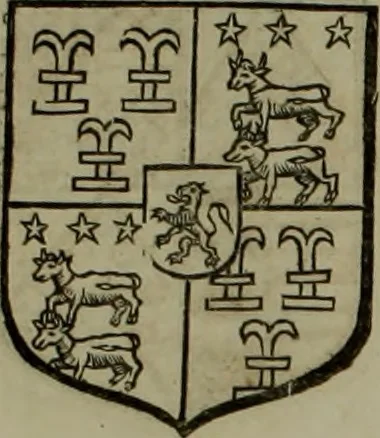 An illustration from Histoire généalogique et chronologique de la maison royale de France, des pairs, grands officiers de la couronne & de la maison du roy & des anciens barons du royaume : avec les qualitez, l'origine, le progrés & les armes de leurs familles; ensemble les statuts & le catalogue des chevaliers, commandeurs, & officiers de l'ordre du S. Esprit : le tovt dressé svr titres originaux, svr les registres des chartes du roy, du parlement, de la chambre des comptes, & du châtelet de Paris, cartulaires, manuscrits de la bibliotheque du roy, & d'autres cabinets curieux, 1726, leaf 118